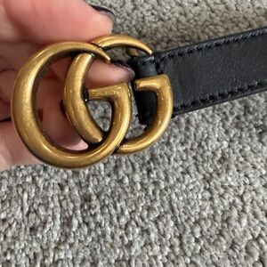 Gucci Black Leather Belt with Gold Buckle